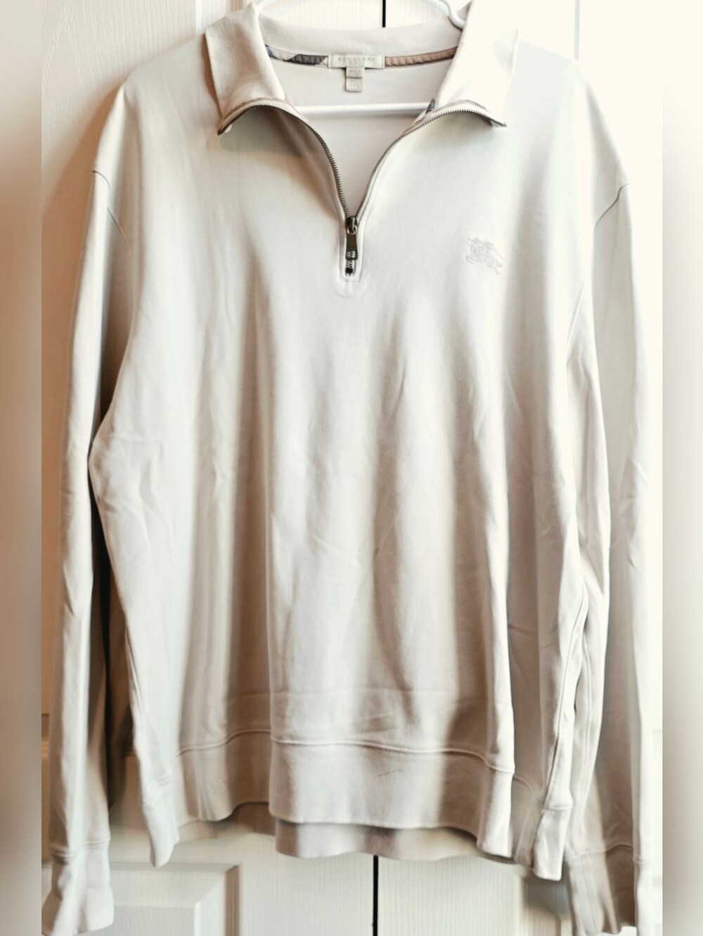 Burberry Brit Men's XXL Cream Quarter-Zip Sweatshirt